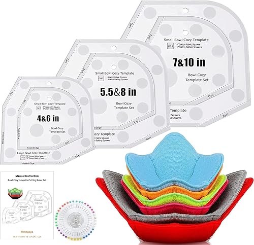Wenmpopo Plantilla acogedora de cuenco de 3 tamaños plantilla de patrón acogedor con instrucciones manuales idioma español no garantizado y