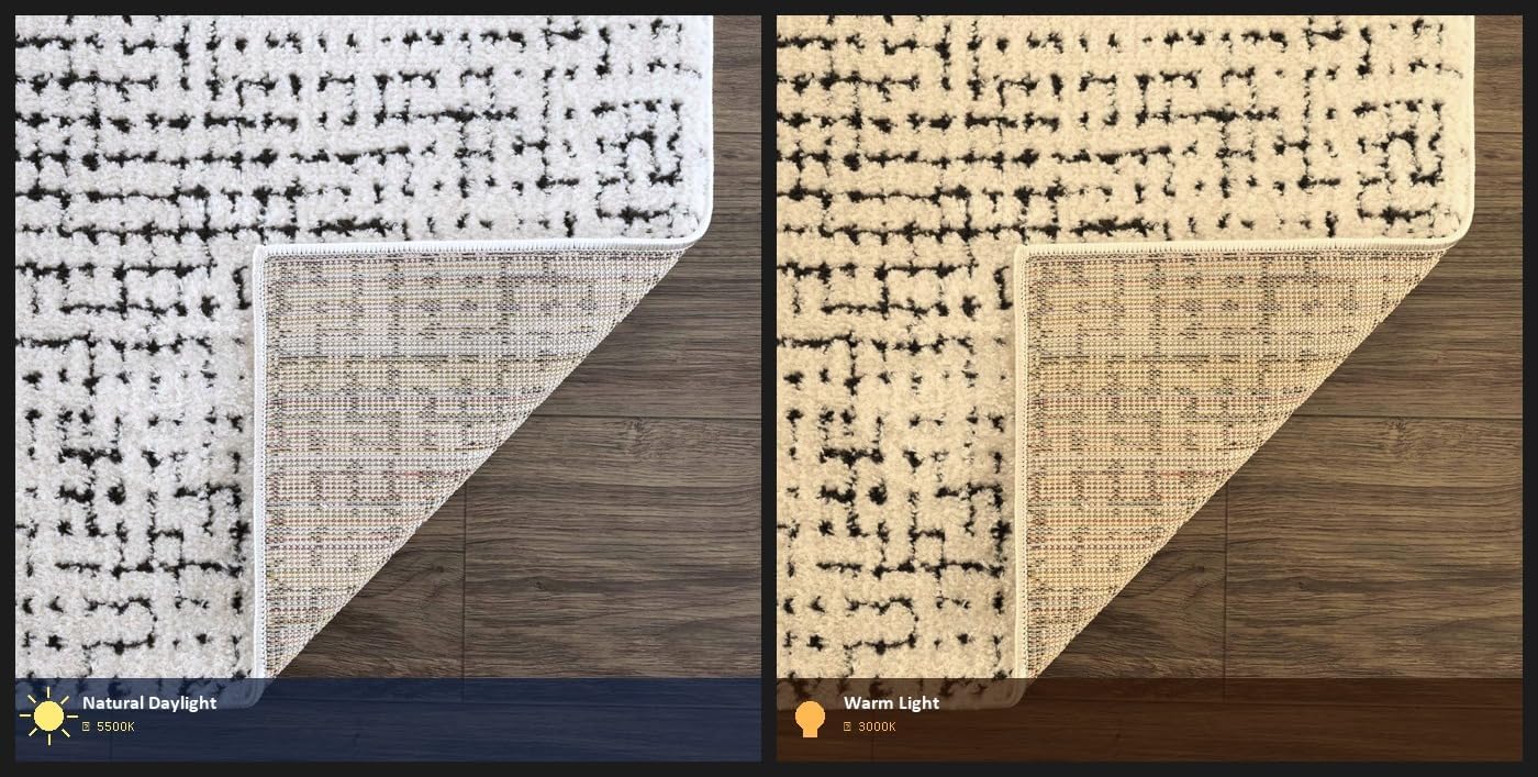 BoutiqueRugs Keita Modern Geometric Mosaic Grid Plush High Pile Contemporary Black Cream Runner Area Rug - 2'8" x 7'3" (7ft Runner)