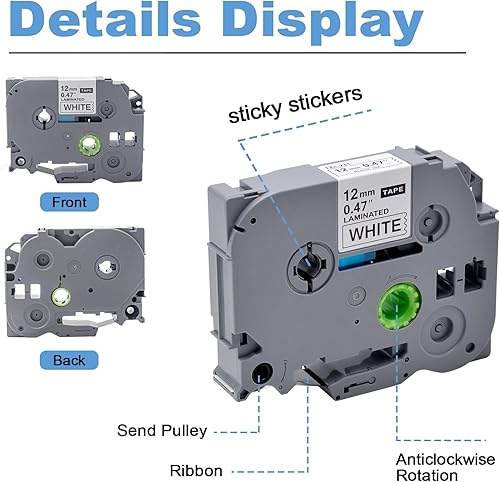Miniatura 2 de GREENARK Cinta de etiquetas compatible TZe-231 TZe231 TZ TZE 231 Reemplazo para Brother Negro sobre Blanco Reemplazo para Brother P-Touch P Touch
