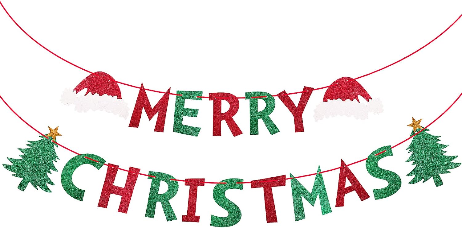 Bannière Joyeux Noël Français 270x35cm Avec Motif Ange - Décoration Intérieure Extérieure