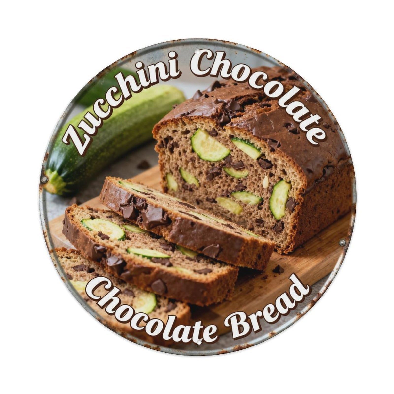 Zucchini Chocolate Bread Metal Tin Sign Plaque