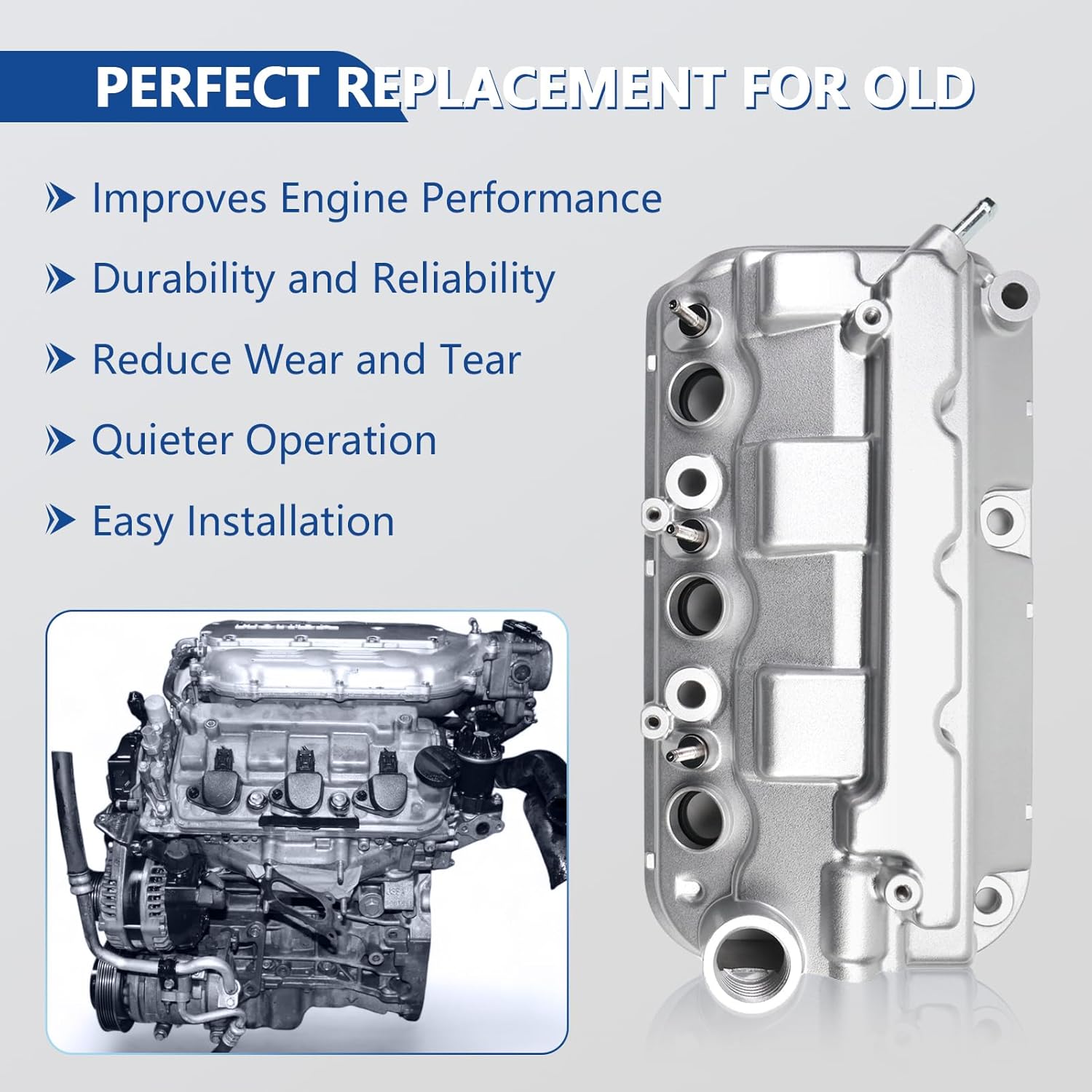 Aluminum Engine Valve Cover Fit for 3.5L 2008-2012 Honda Accord 2008-2017 Odyssey 2010-2012 Crosstour 2012-2015 Pilot 2012-2014 TL 2010-2012 Ridgeline 12310R70A00 12320R70A00