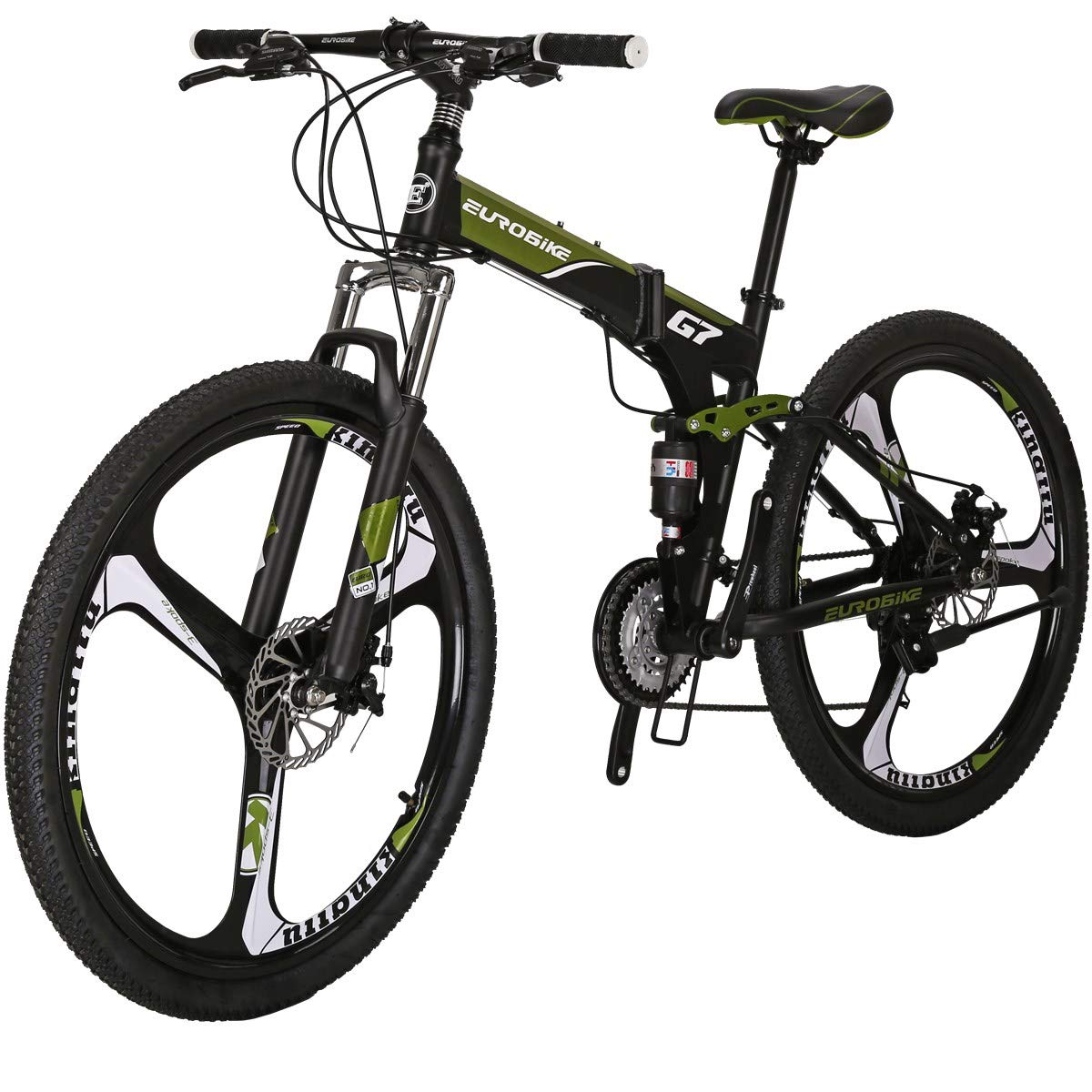 EUROBIKE Folding Bike,Folding Bike for Adults,21 Speed Bike,26/27.5 Inches, Dual Suspension Bike (27.5 inch -K-Green)
