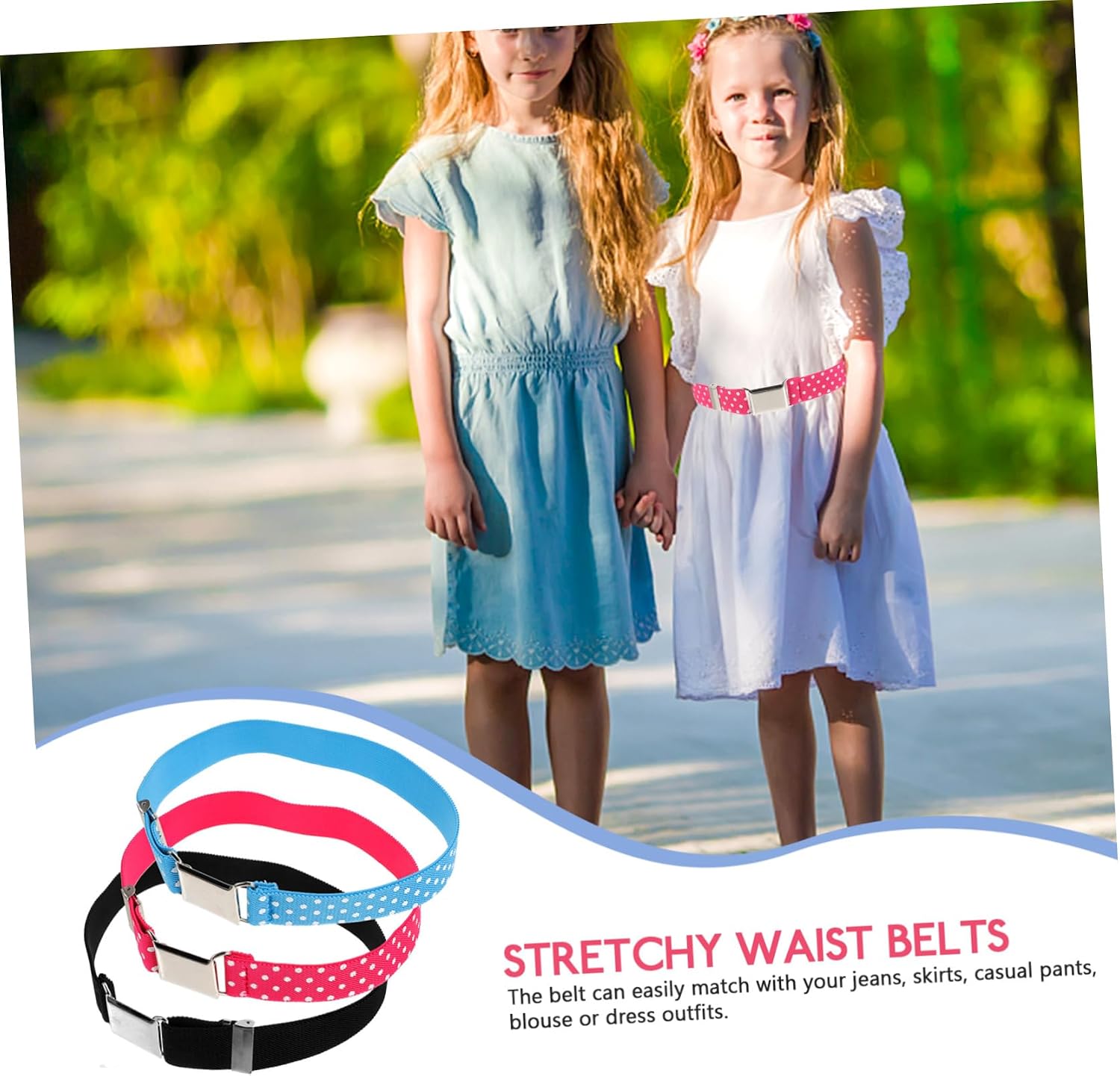 Ipetboom 3pcs Elastic Waist Belts for Boys and Girls Stylish Stretchy Belts for Boys and Girls for Jeans and Casual Outfits