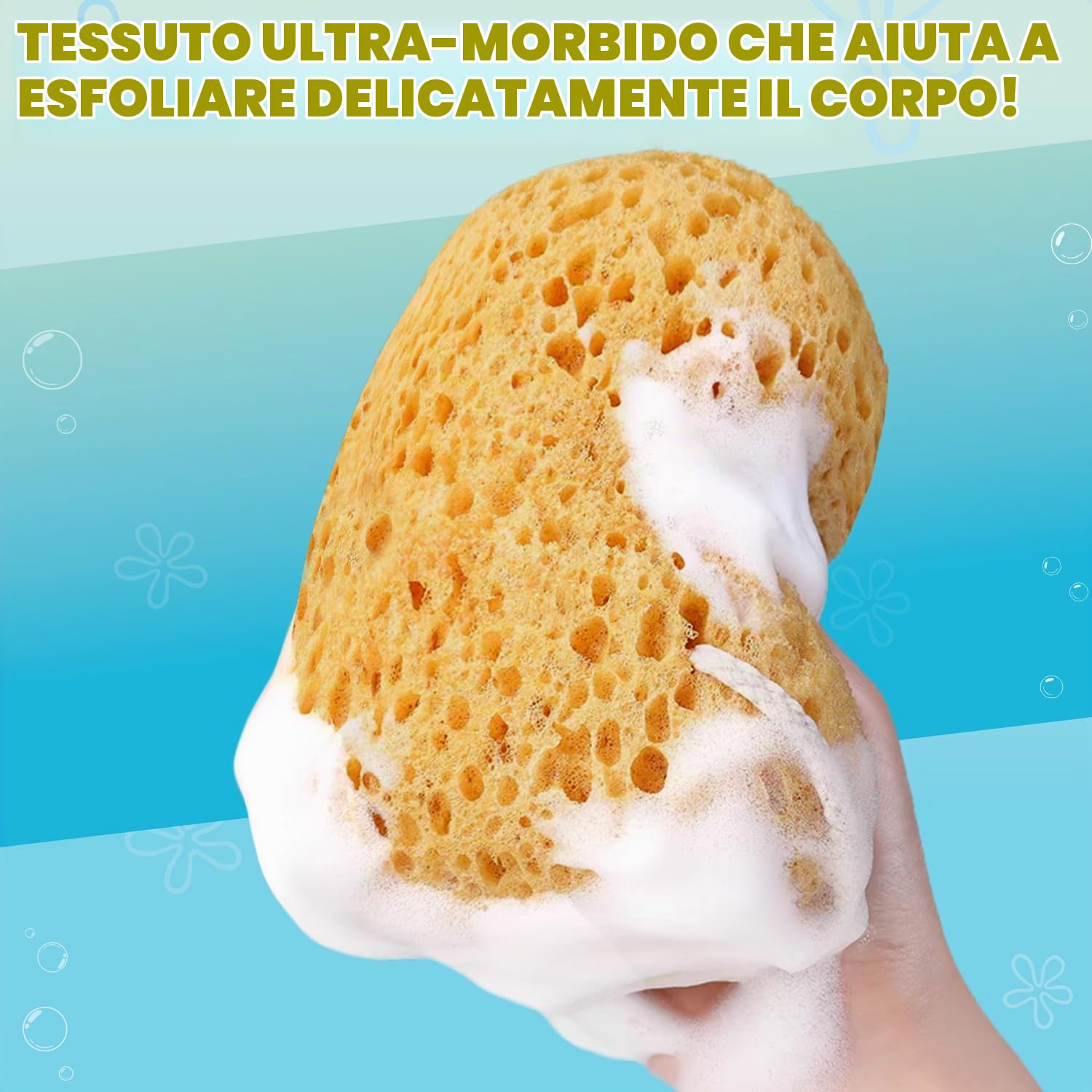 Spugne da bagno, 3 pezzi Spugne di mare naturali Spugne naturali Spugne per il lavaggio del corpo Spugna esfoliante per il corpo ultra morbida con schiuma densa
