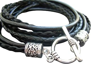 Handmade Womens Triple Wrap Black leather Bracelet, Leather Bracelet, Womens Bracelet, Womens Jewelry, Black, Womens Gift, Gift for Her,Wrap Bracelet
