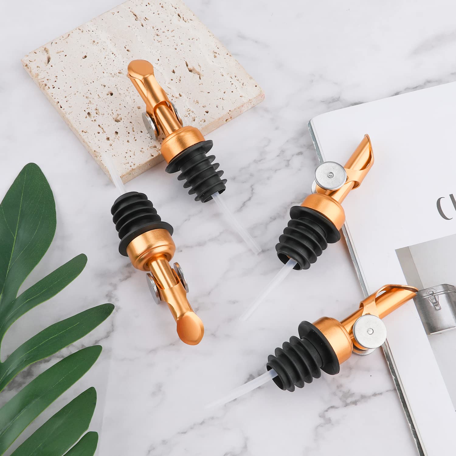 Set 2 Beccucci Per Bottiglie Liquori - Dritto E Curvo Con Tappo Sughero E Copertura Acciaio - Foto 4