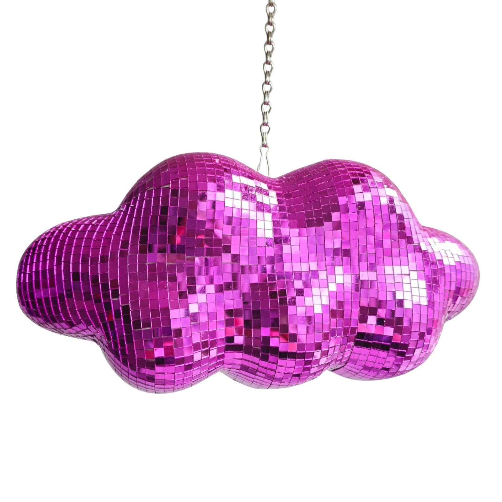 Bola de discoteca con forma de nube, bonita decoración de espejo de fiesta colgante con cadena, bola reflectante de luz retro para decoración del hogar, adornos de espejo de discoteca, patente de