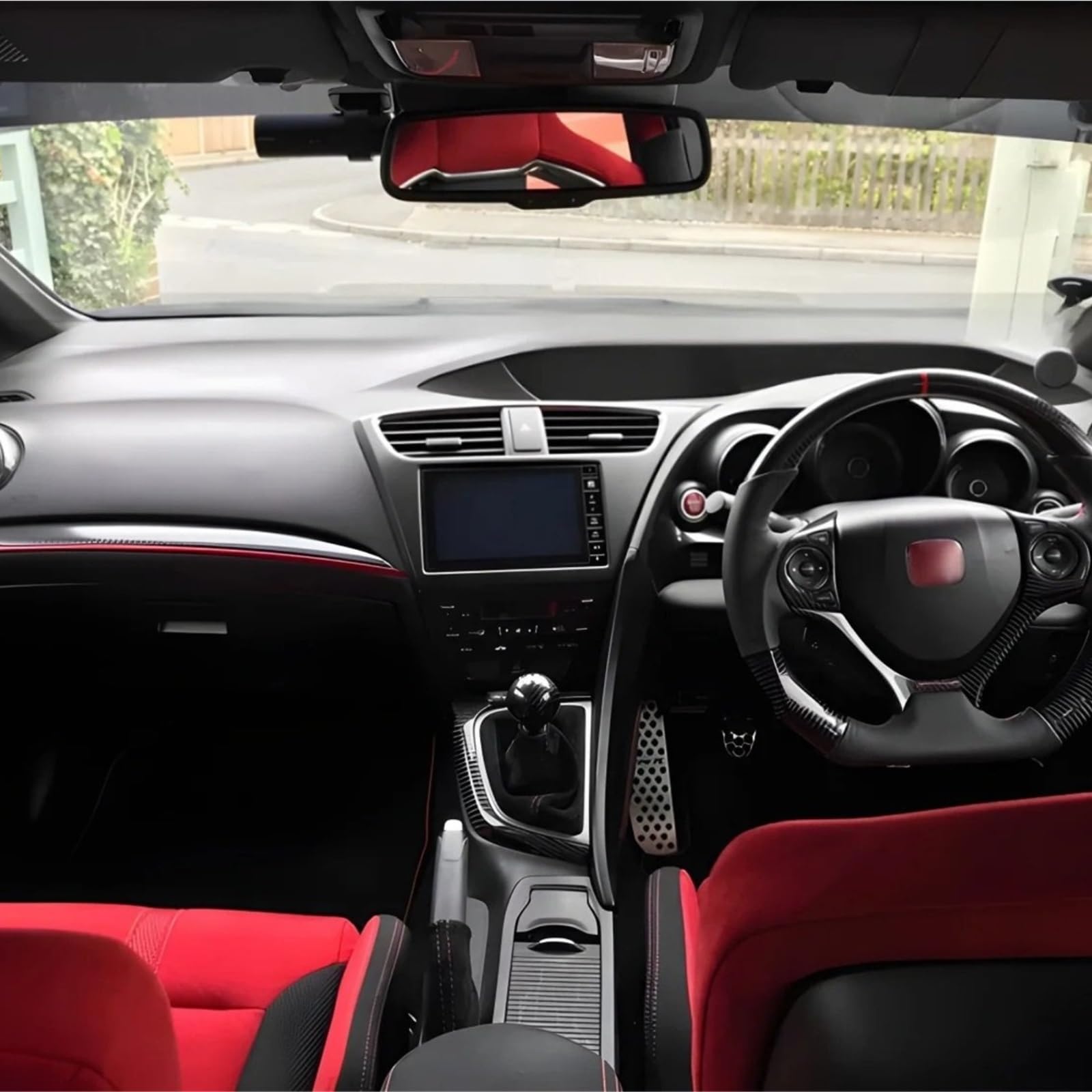 Folia na panel‌ Okleina skrzynia biegów‌ Osłona ramki otworu wentylacyjnego wewnętrznego, pasuje do Honda CIVIC 8 FK2 TYPE-R, akcesoria samochodowe, prawdziwe włókno węglowe