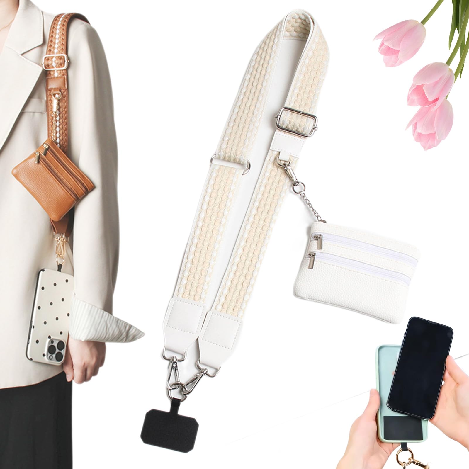 Snrtevu Crossbody Phone Strap With Zippered Pouch, Crossbody Phone Lanyard With Purse, Multifunction Adjustable Phones Strap Crossbodys Anti Theft, Modern Functional, For Travel And Shopping (1)
