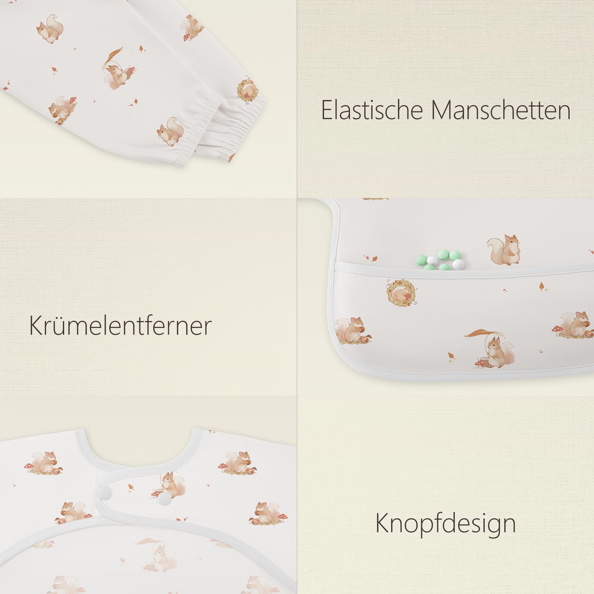 bearmoss Bavette de Sevrage Avec Manches Longues Bébé Imperméable Lavable en Machine