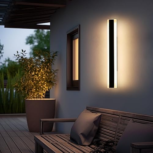 Vista 57 de Apliques de pared para exteriores de 47 pulgadas, regulables de 3000 K-6000 K, luces de pared larga para exteriores, IP65 impermeable, moderna