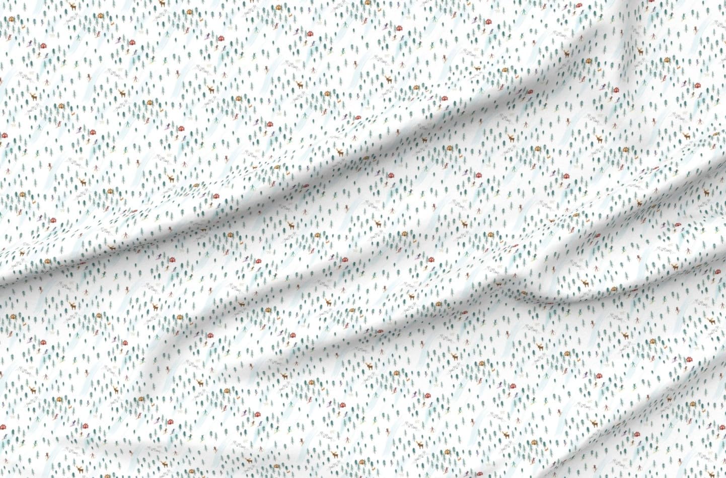 Spoonflower Fabric - Alpine Skiing Woodland Winter Snow Ski Lodge Sports Slopes Printed on Petal Cotton Fabric Fat Quarter - Sewing Quilting Apparel Crafts Decor
