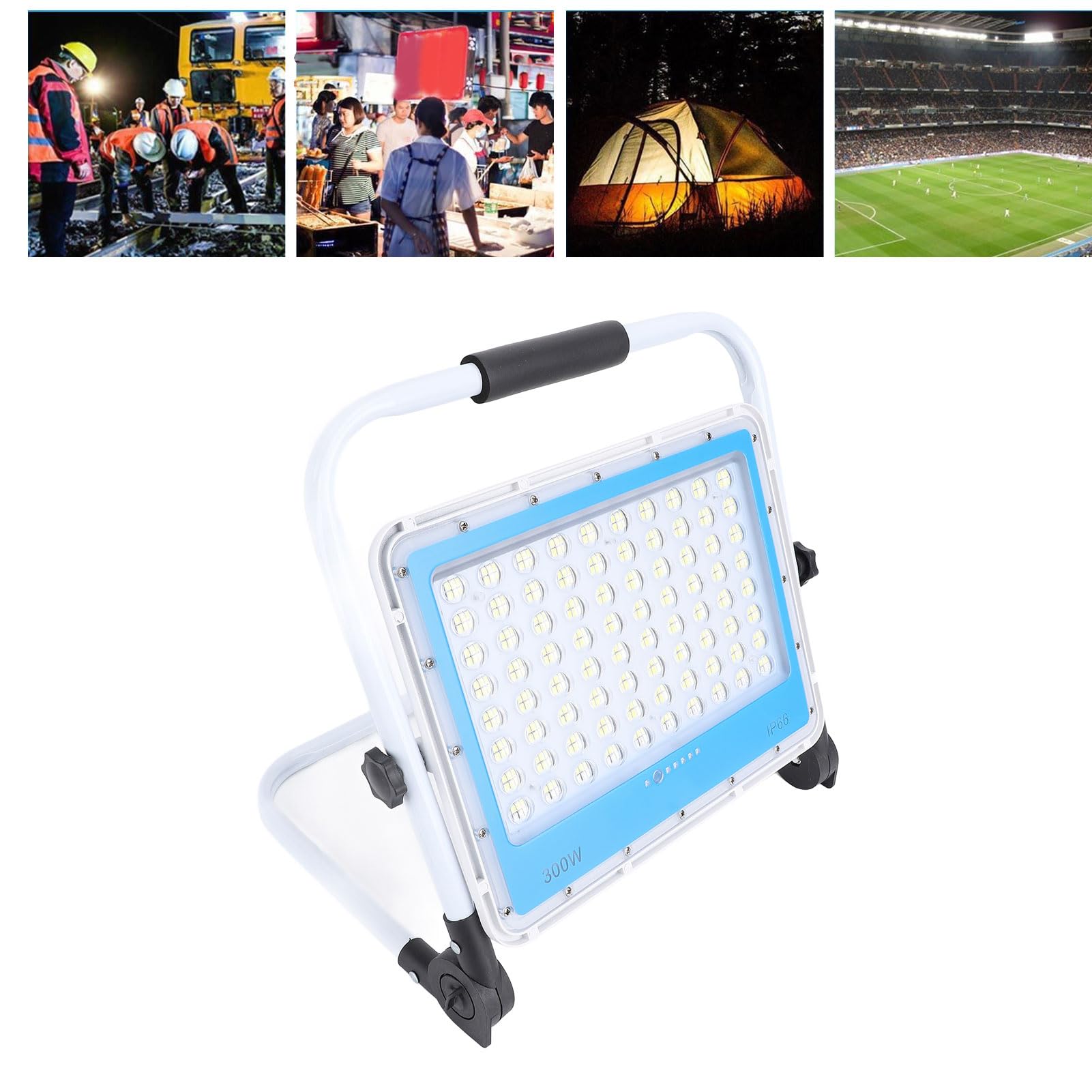 Faro Lavoro a LED Super Luminoso 300 W, 480 LED Portatili 40000LM Luci di Inondazione a LED per Esterni con 3 modalità di Illuminazione, Luce Cantiere per Cantiere (EU)