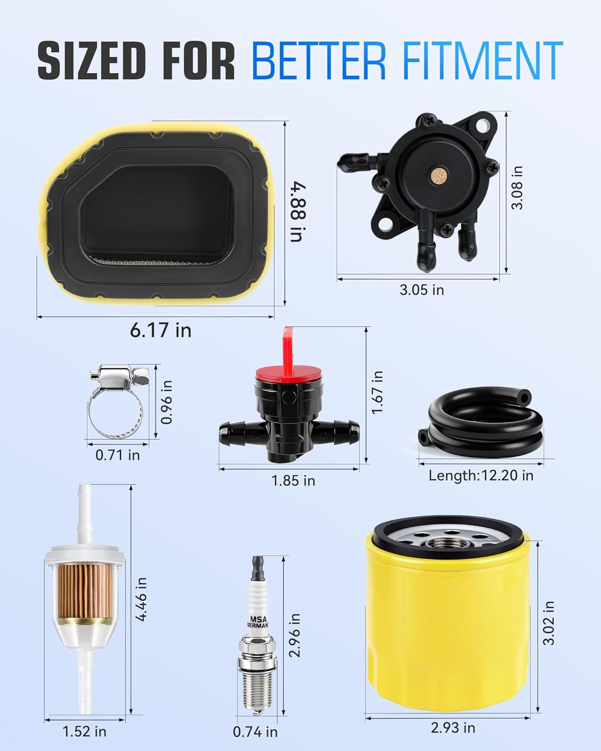 32 083 03-S Air Filter 52 050 02-S Oil Filter for Kohler SV710 SV715 SV720 SV730 SV735 SV810 SV820 SV840 Lawn Mower Engine Kit with Fuel Pump Line Filter Spark Plug Parts