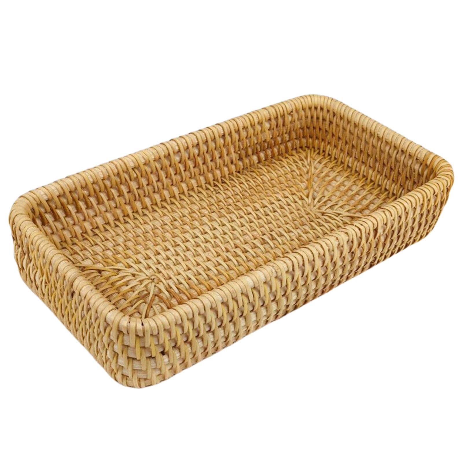 Hlhlh One Color Rattan Storage Basket Food Serving Platter, For Chocolate Bread Lunch Pastries Perfume