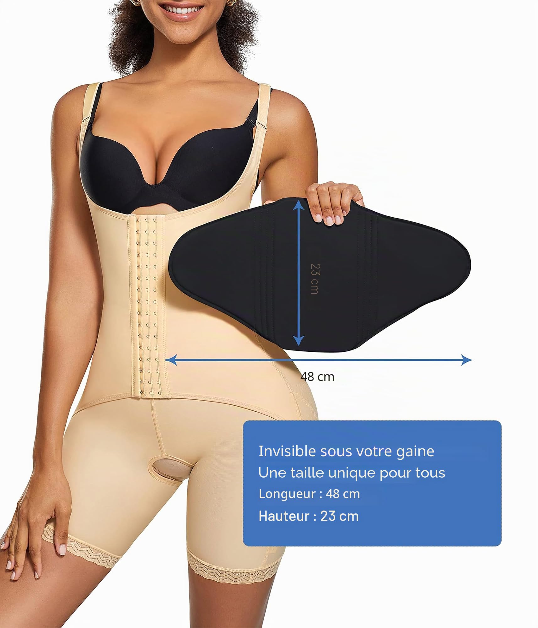 Bafully Planche de compression abdominale aplatissant le ventre AB Board lombaire post-chirurgie lipo dos planche mousse récupération post-partum, Noir , taille unique