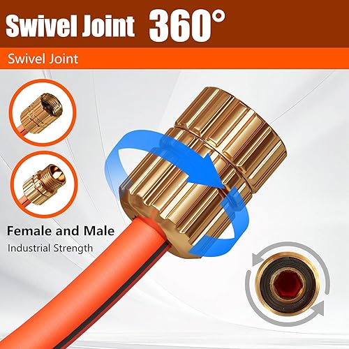 Miniatura 6 de Manguera de jardín flexible de 50 pies, manguera de agua ligera de 58 pulgadas con accesorios niquelados, sin torceduras, a prueba de fugas,