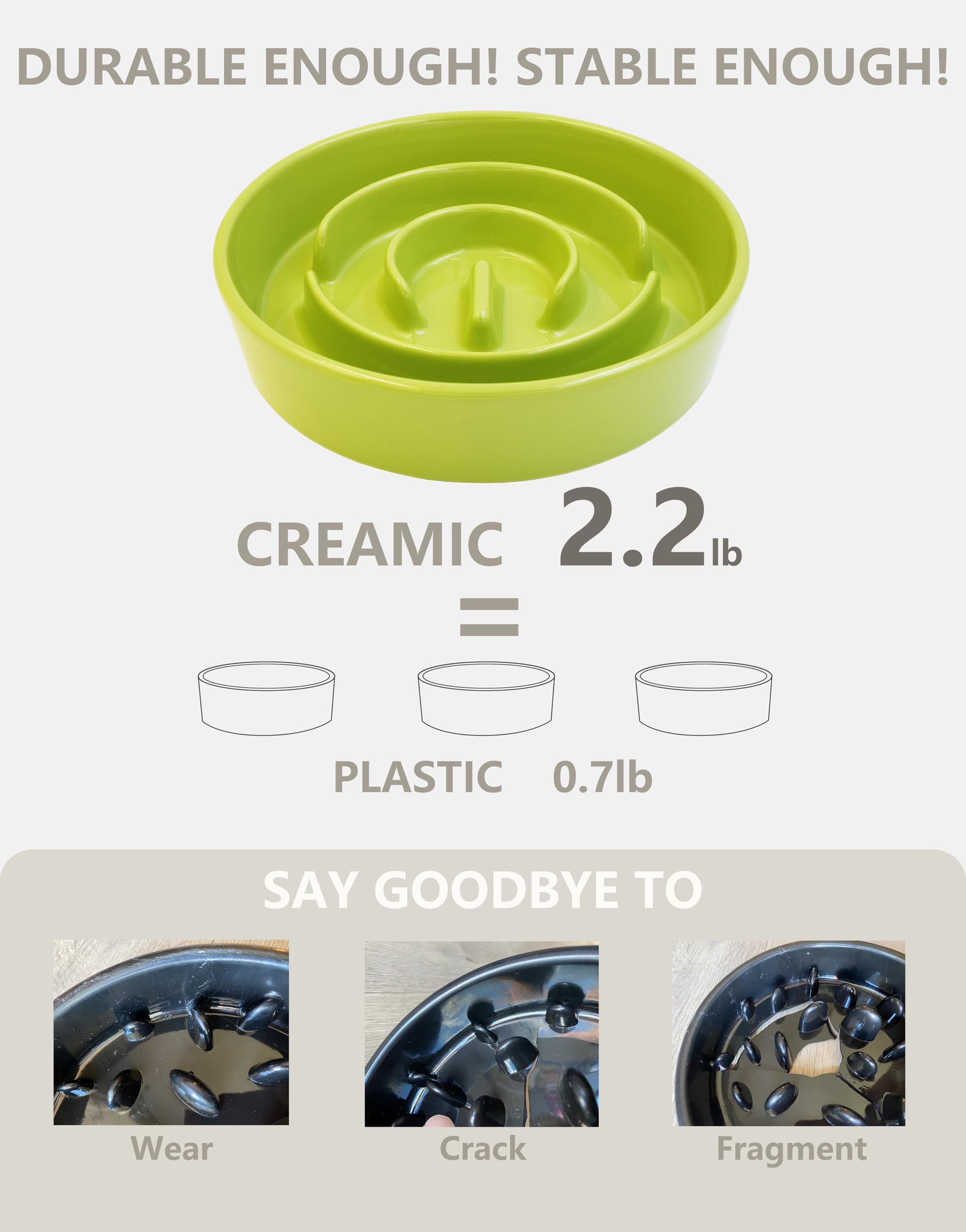 Ceramic Slow Feeder Dog Bowl for Medium and Large Breed Dog Slow Feeder Bowl for Fast Eaters Puzzle Dog Bowl to Slow Down Eating - Image 4