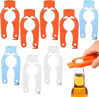 8 Pcs Water Bottle Opener Plastic Bottle Cap Opener Multi-Purpose Orange Soda Can Openers Plastic Jar Grip for Weak Hands Home Kitchen Camping Outdoor Adventure