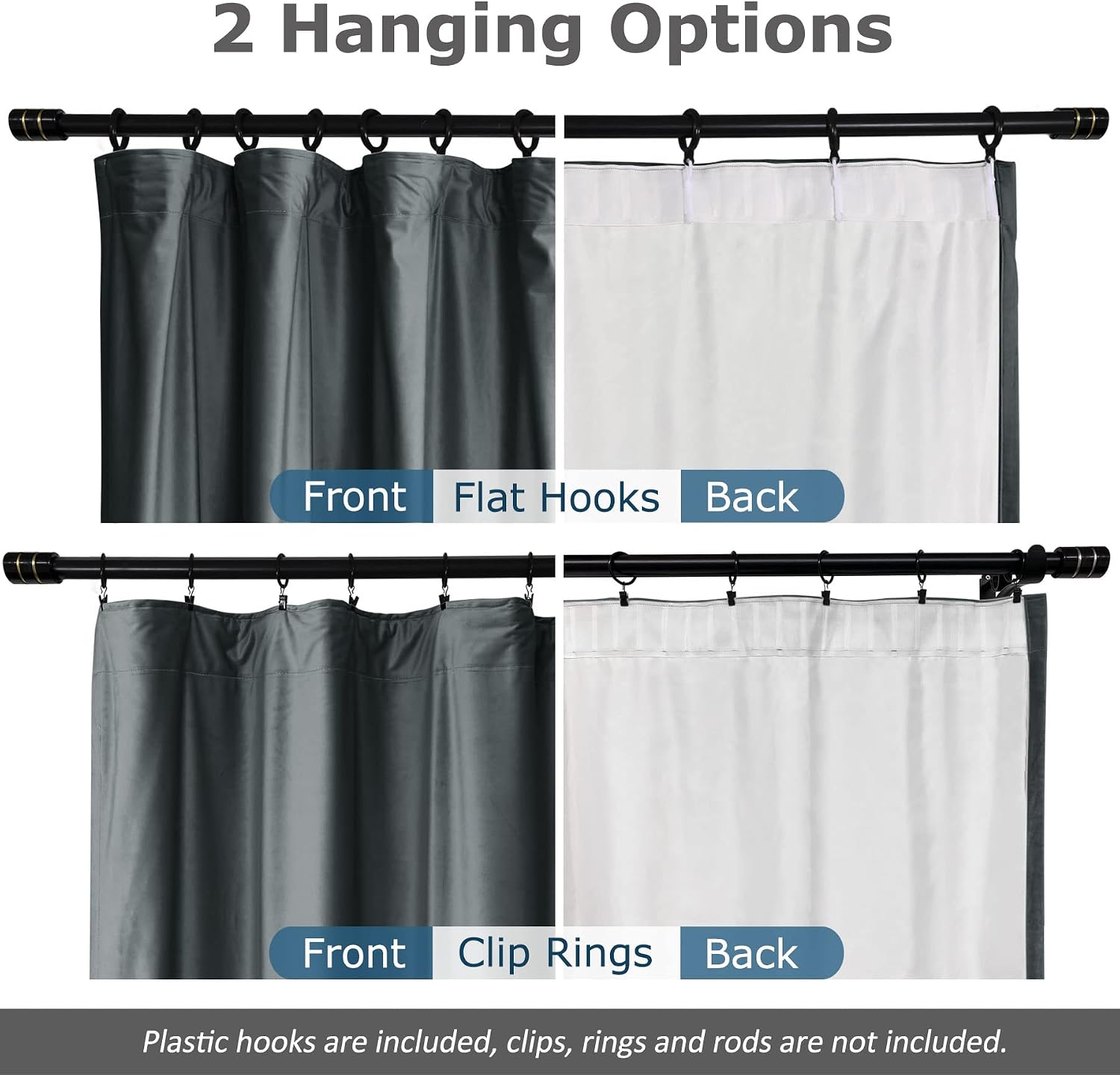 Frelement Room Darkening Velvet Drapes Insulated Window Treatments Extra Wide Curtains for Sliding Door Home Theater Villa Flat Hooks Window Drapes, 180" W x 96" L, 1 Panel, Dark Grey