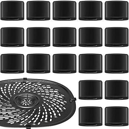 16 Pieces Rubber Bumpers for Air Fryer Black Rubber Feet Replacement Parts Silicone Accessories Air Fryer Tray Rubber Protective Covers for Air Fryer Grill Pan, 0.59 x 0.43 x 0.18 Inch