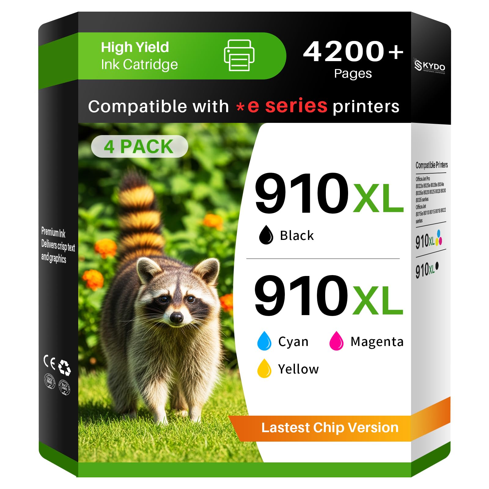 Photo 1 of Skydo 910XL Ink Cartridges Combo Pack 910 Ink 8015e 8025e Compatible for 910XL Ink Cartridges for HP Printers for OfficeJet 8015e 8022e 8010 8015 OfficeJet Pro 8020 8025 8028e 8035e Printers (4 Pack)