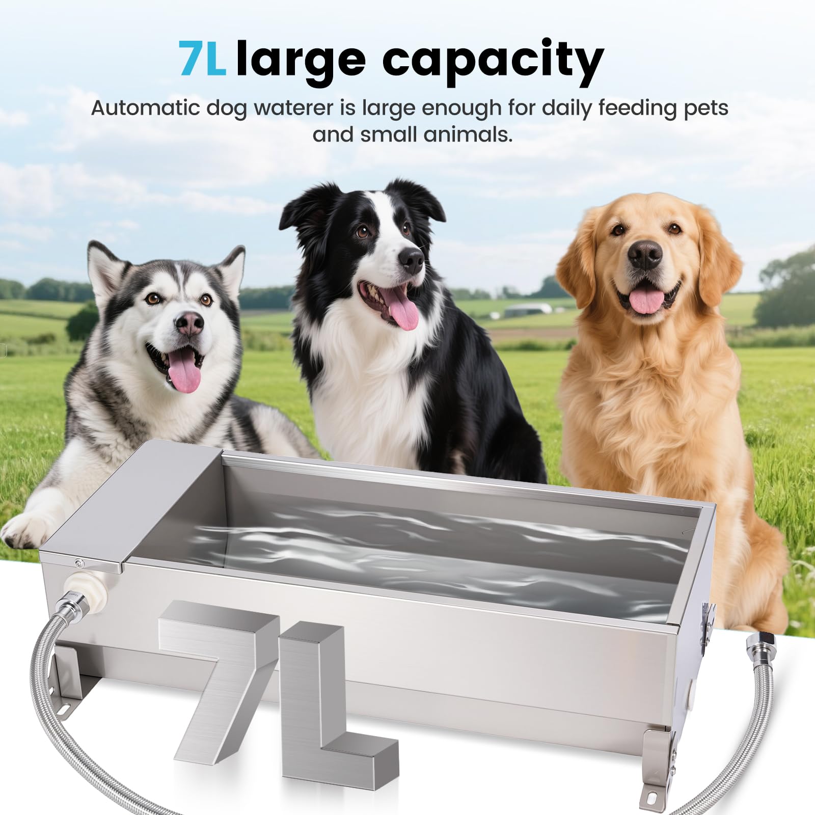 Bebedero automático para perros de acero inoxidable para ganado, manguera de agua, válvula de flotador de llenado automático, kit de bebedero para animales
