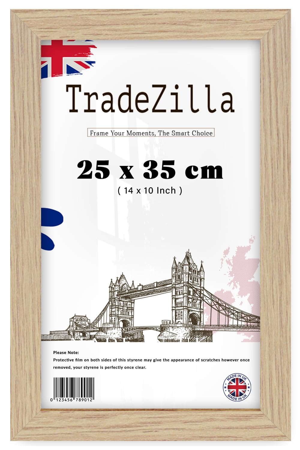 TradeZilla Modern Rectangle 25x35cm Poster Frame | - 14 x 10 Inch for Vertical and Horizontal Display of Paintings/Photos – for Homes/Art Galleries Wall-Mount- [ Oak ]