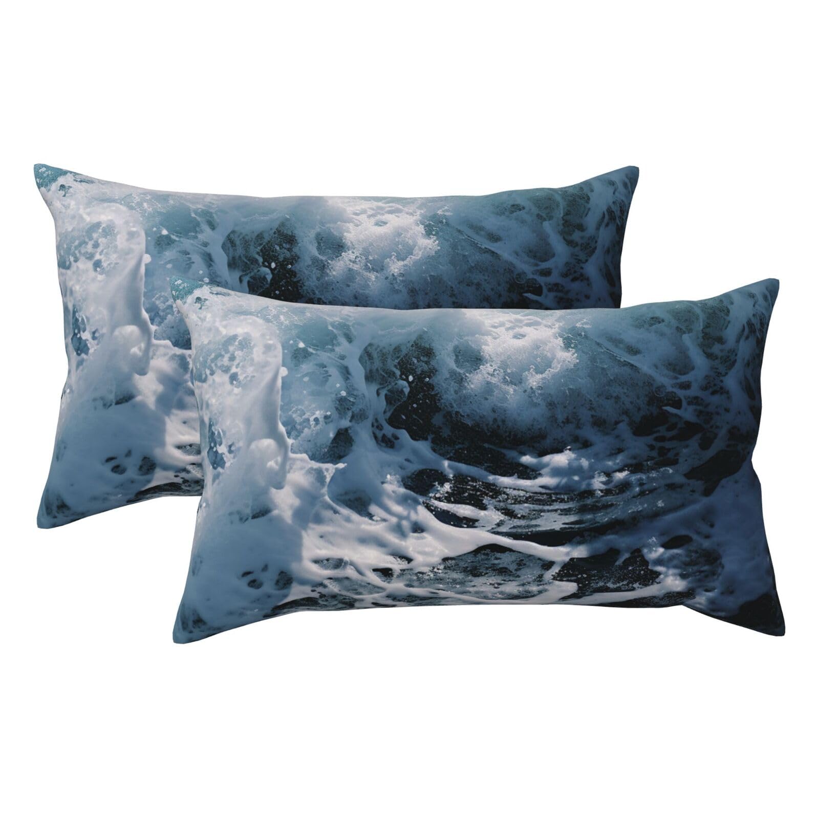 2 Pack King Pillow Cases with Hidden Zipper, Soft Breathable Pillow Covers for Hair and Skin, Ocean Splash Foam Pillowcases 20"x36" Bed Pillow Protectors Cover for Sleeping Gifts