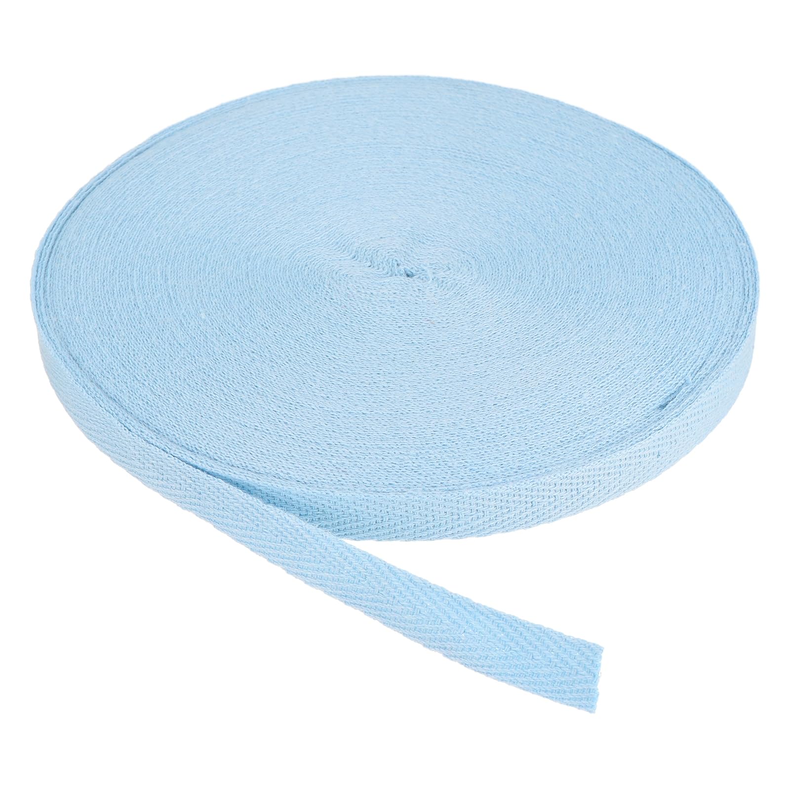 PATIKIL Cotton Twill Tape 3/8 Inch 25 Yards Cotton Ribbon Bias Binding Tape Herringbone Webbing Trim for Sewing Gift Wrapping Craft DIY Light Cyan