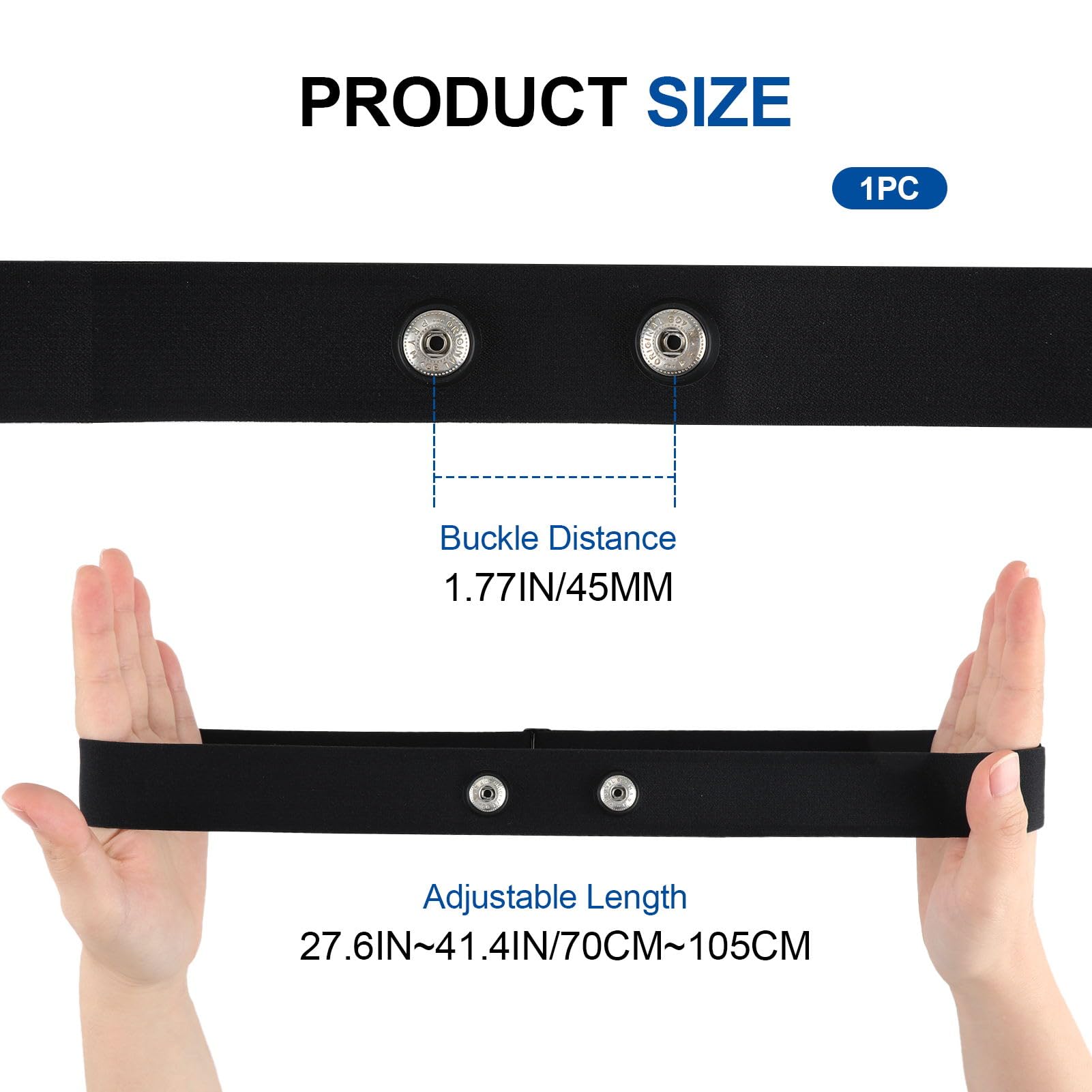 Banda elástica Ajustable Ajustable (70 cm a 105 cm) para Cinta pulsometro Banda Pectoral Bluetooth Ant+ Compatible con Garmin, Wahoo, Polar H10 H9, Coospo, Magene, Bryton, Livlov
