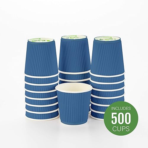 Vista 72 de Vasos de café de papel aislado de pared corrugada, 8 oz, Anaranjado