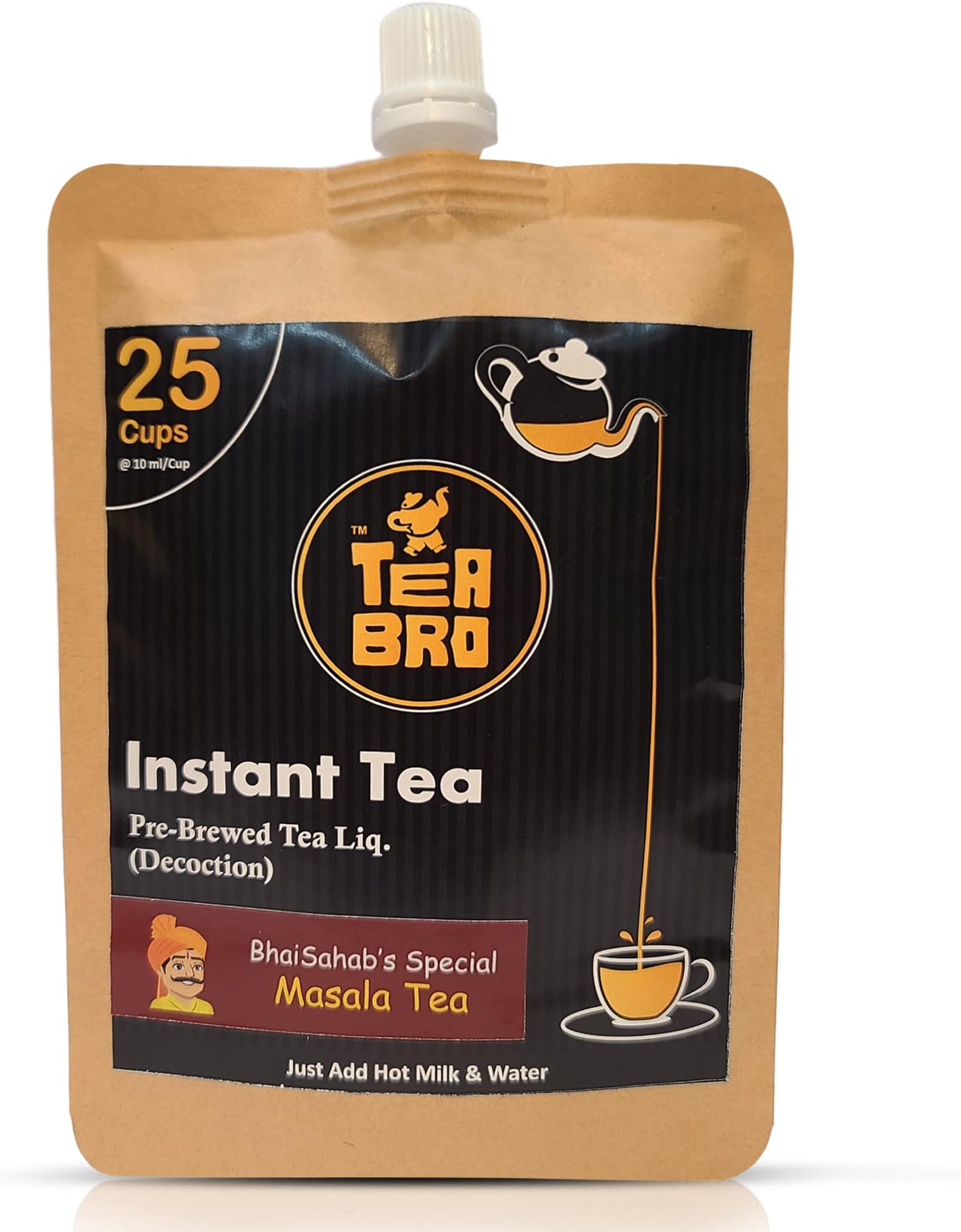 Instant Tea, Masala Tea Decoction | Pre-Brewed Tea Liquid (Concentrate) | Serves 25 Cups | Just Add Hot Milk + Water