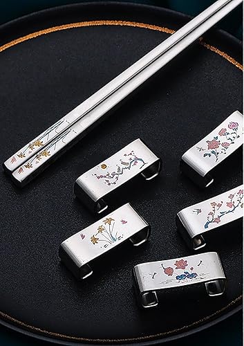 Miniatura 7 de Juego de cuchara y palillos coreanos de mango largo, acero inoxidable 188, multicolor grabado láser, palillos y cuchara, juego de palillos y