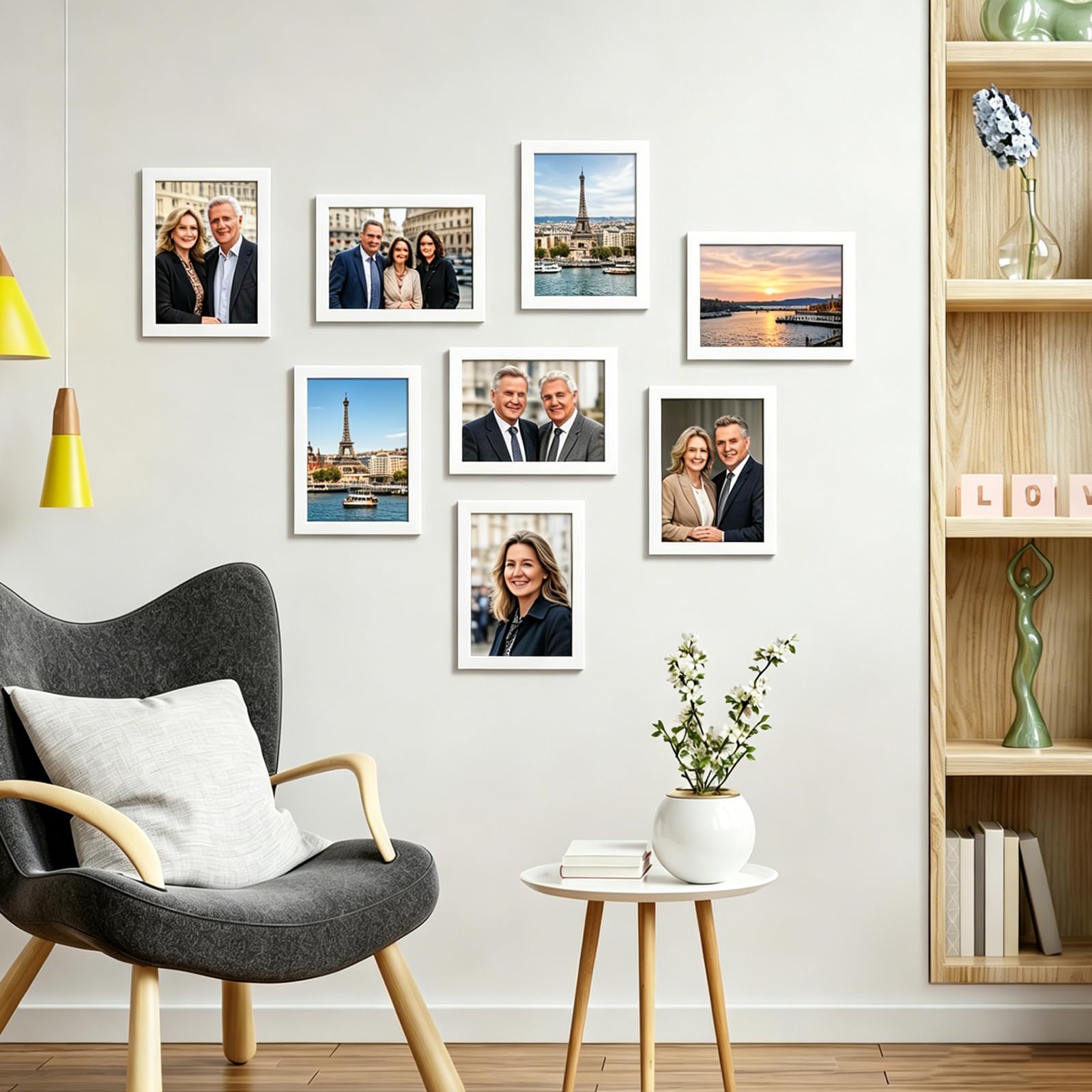 DAJAVE 20 cornici portafoto 13 x 18 cm, per parete e tavolo, in legno massiccio A6, per uso in uffici e appartamenti, matrimoni, famiglia, paesaggi