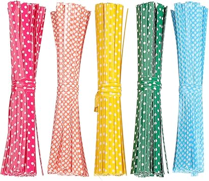 Pengxiaomei 500 Pcs 4 Inch Bag Twist Ties, Colorful Metallic Bread Ties Wire for Easter Candy Cake Cookies Chocolate Snack Gift Bags Decoration