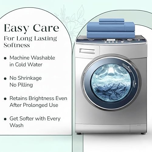 Miniatura 9 de Juego de sábanas Feather & Stitch 500 TC King de 4 piezas, estampado damasquino, 100% algodón suave y transpirable, bolsillos profundos de 18",