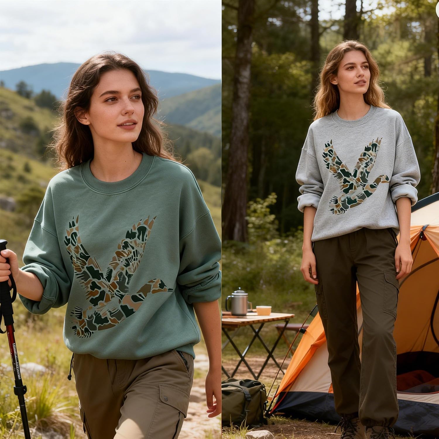 Duck Sweatshirt Camo Duck Hunting Sweatshirt Hoodie Flying Mallards Hunting Season Shirt Long Sleeve For Men Women