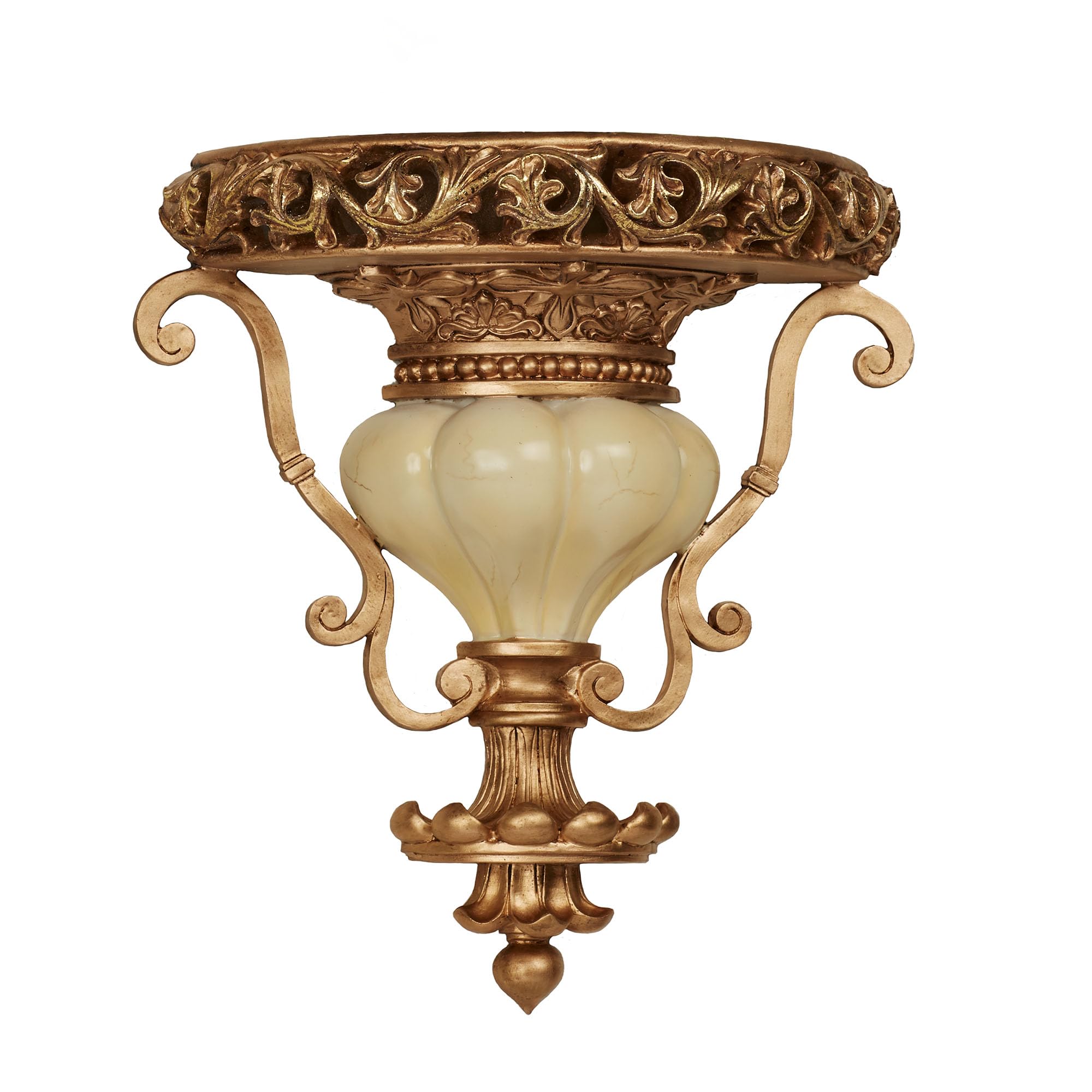 Touch of Class Chalmette Wall Shelf - Gold/Ivory - Victorian Style - Decorative Wall Shelves for Bedroom, Living Room, Kitchen, Hallway, Entryway