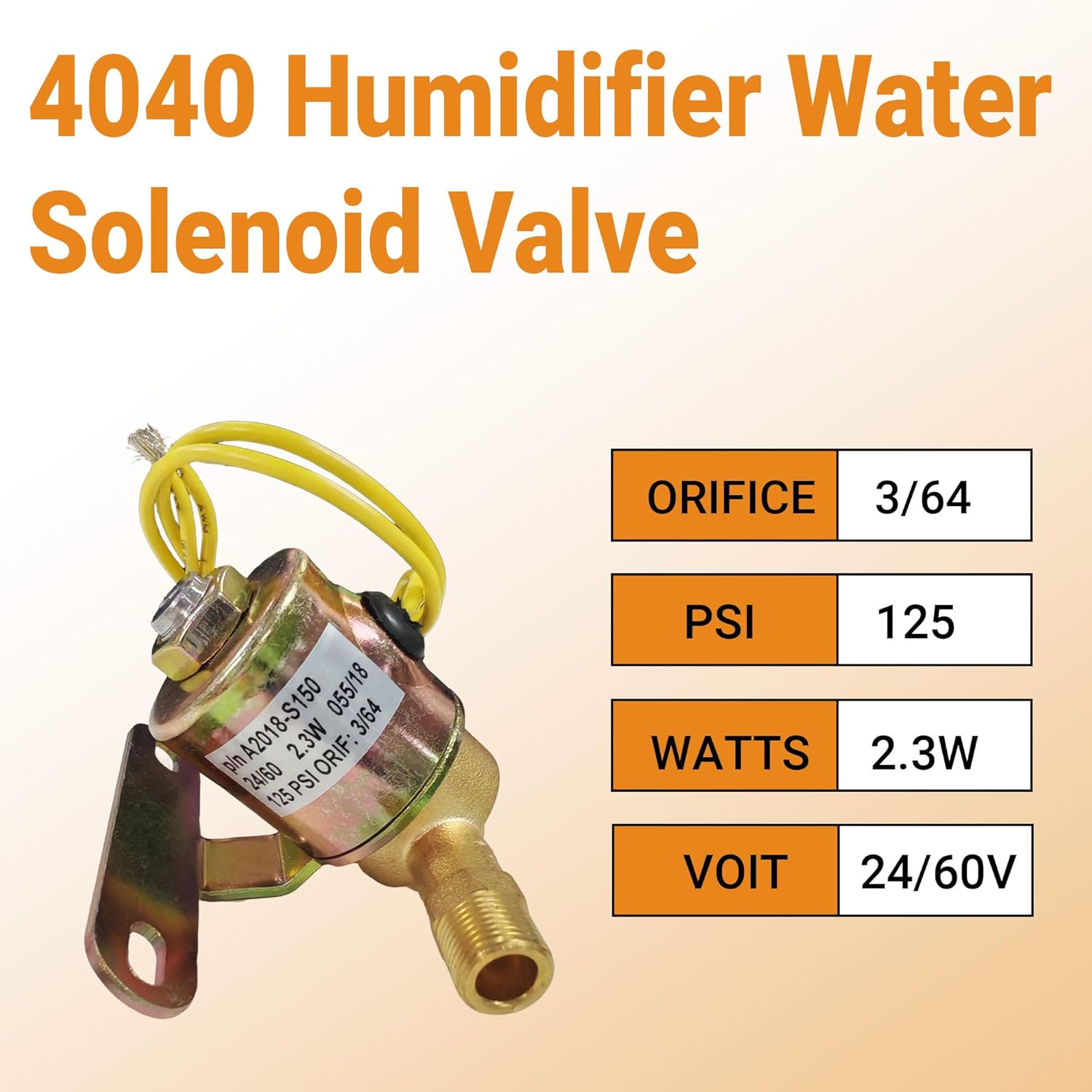Humidifier Water Solenoid Valve 4040 for Aprilaire Whole House Humidifier 400 400M 500 500M 600 600M 558 550A 550 568 560A 700M 768 760A 760| 24 Volts | 2.3 Watts | 60