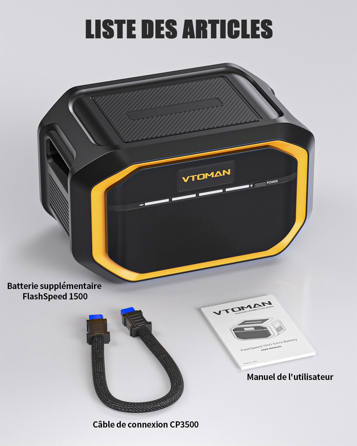 VTOMAN FlashSpeed 1500 Batterie Supplémentaire 1548Wh - pour FlashSpeed 1500/1000 Station Électrique Portable, Extensible à 3096Wh, LiFePO4 Batterie d'expansion avec Protection BMS