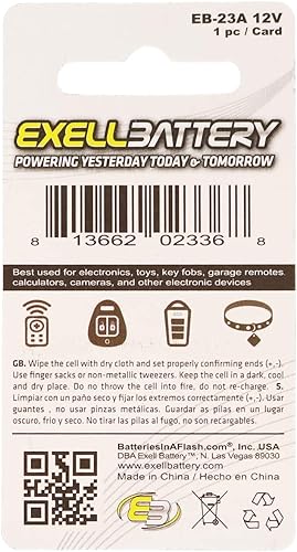 Miniatura 2 de 3 baterías alcalinas de 12 V que sustituyen a 1811A 23A 8F10R 8LR32 8LR932 A21 A23 BAT012 E23A EL12 GP23A K23A L1028 LRV08 MN21 MN23 MS21 N21 N21