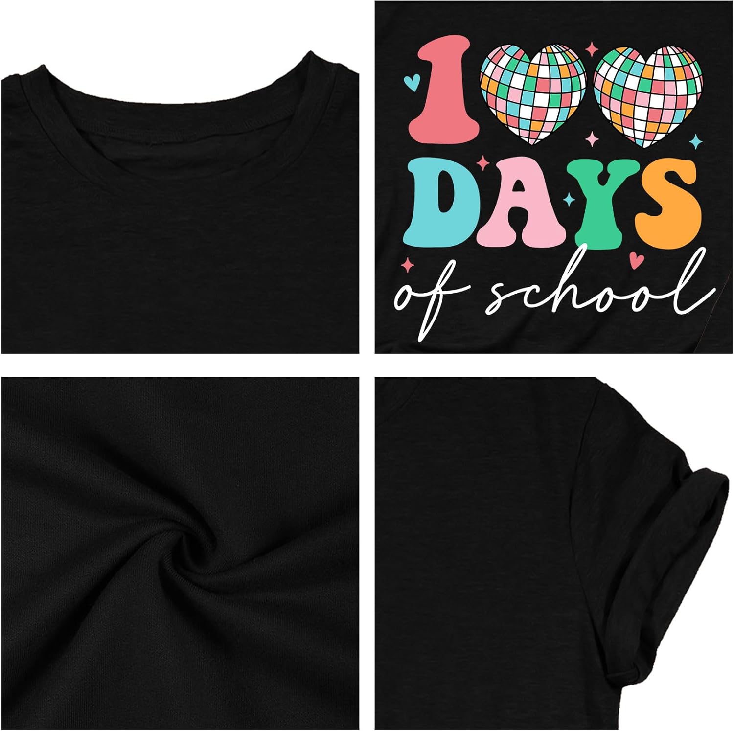 100 Days of School Shirt Women: Plus Size Teacher Shirt 100 Days Gift T Shirts Short Sleeve Tops - Image 4