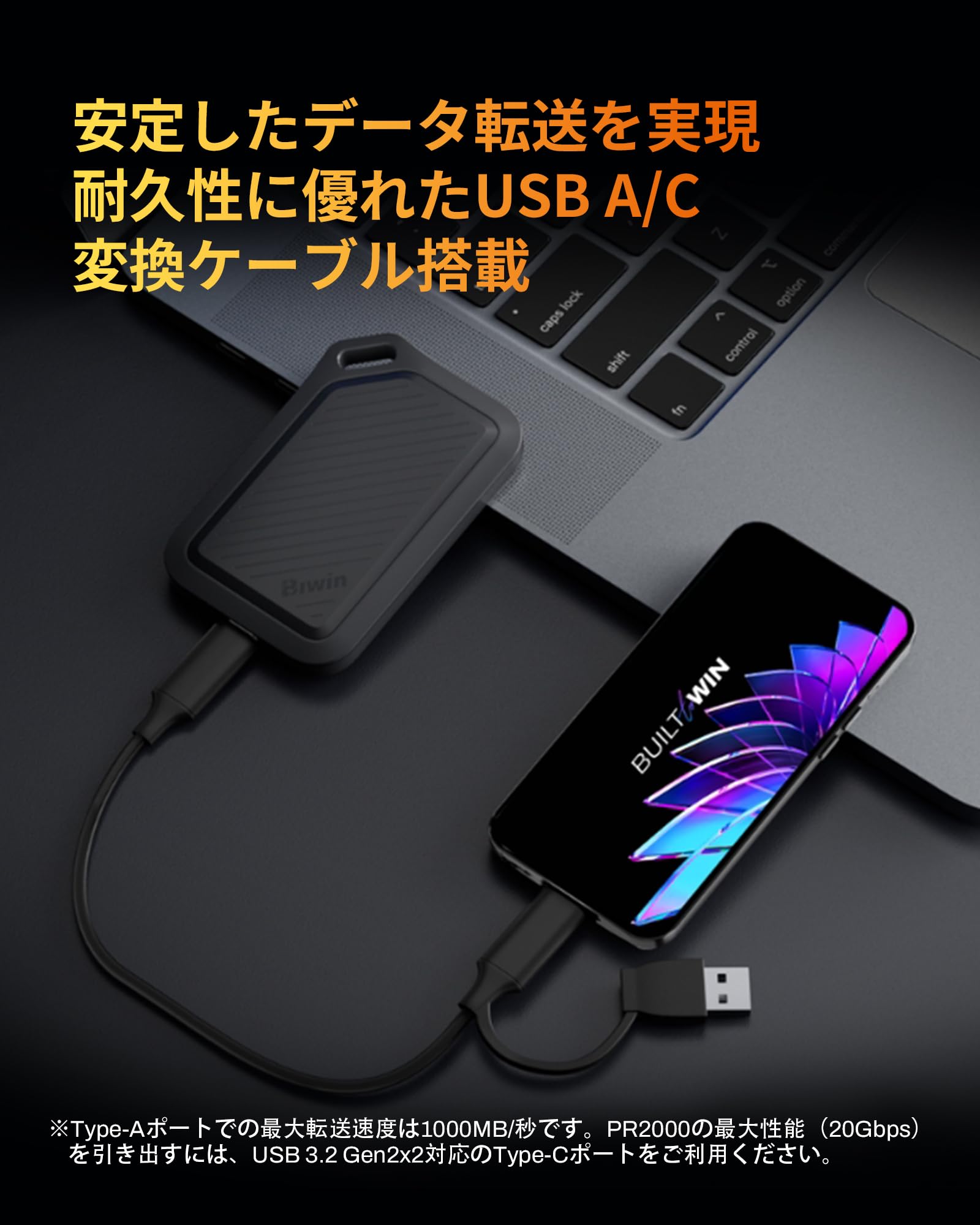 Amazon.co.jp: Biwin Amber External SSD 1TB PR2000 USB 3.2 Gen 2x2