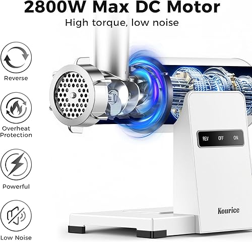 Miniatura 2 de Picadora de carne, picadora eléctrica de carne con máquina de relleno de salchichas y kit de kubbe, picadora de carne de cuerpo metálico con 3