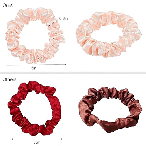 Miniatura 2 de Lazos de satén para el cabello de seda, pequeños mini coleteros para mujeres, accesorios para el cabello grueso, lindo, suave, antideslizante,