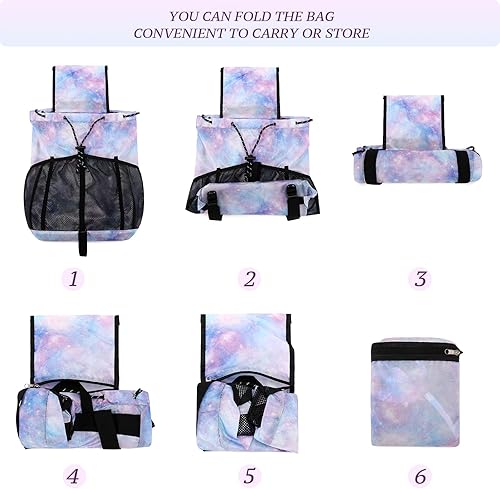 Miniatura 7 de Lohol Mochila ligera de nailon con cordón y bolsillos de malla para mujeres y hombres, bolsa de cuerda resistente al agua para deportes, playa,