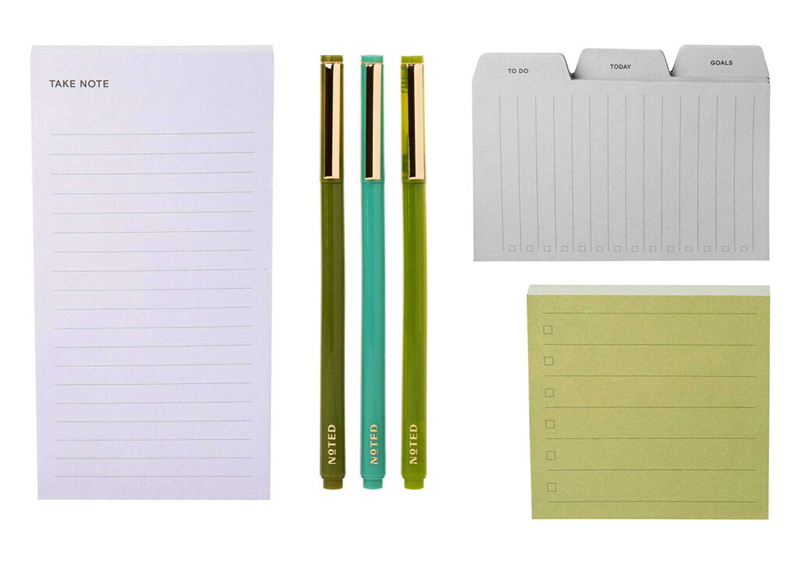 Noted by Post-it Brand Work from Home Set, Green, Includes List, Tab, and Square Notes and Pens (NTD-LGSET-GRN)