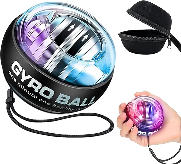 Torque-Ball Hand Exerciser, Wrist Power Gyro Ball, Curaball Hand Exerciser, Grip Strength Trainer, Hand Strengthening Devices, Wrist Strengthener, Finger Exerciser, Auto-Start Colorful Lighting